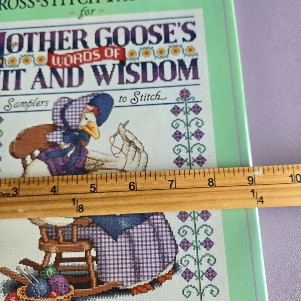 Cross-Stitch‎ Patterns for Mother Goose's Words of Wit and Wisdom Book Vtg 1990